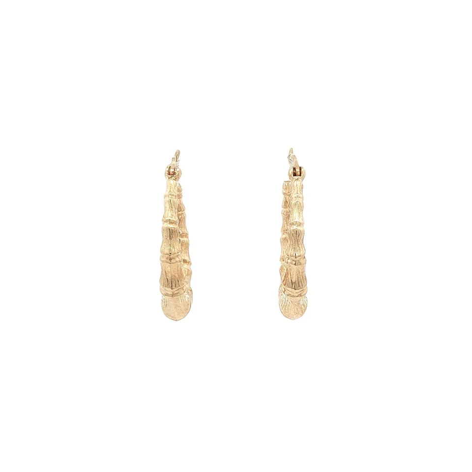 Vintage 14K Gold Bamboo Hoop Earrings