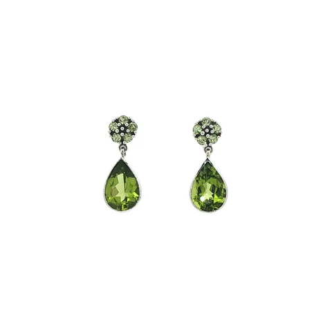 Vintage Sterling Silver Stud Earrings with Peridot