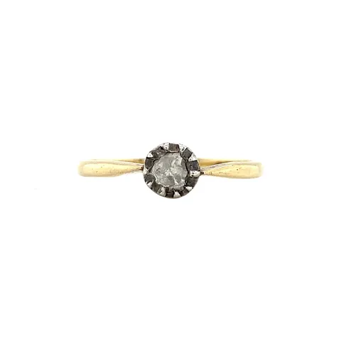 Vintage 14K Gold Solitaire Ring with Rose Cut Diamond