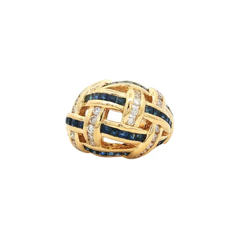 Vintage 18K Gold Ring with Sapphire and Diamond