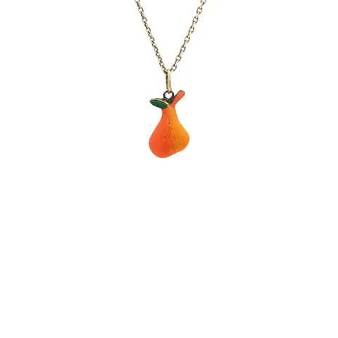 Vintage 14K Gold Pear Pendant with Enamel