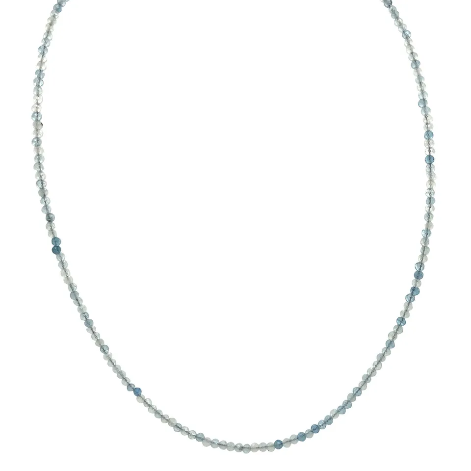 Vintage Aquamarine Necklace with Pearl and 14K Gold Clasp 40 cm