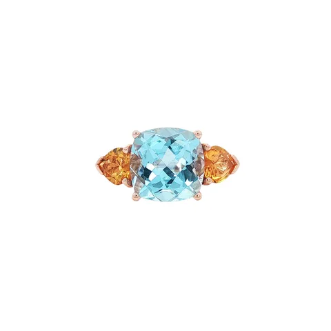 Vintage 9K Gold Ring with Topaz and Citrine