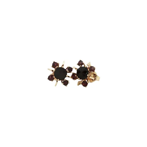 Vintage 14K Gold Cluster Stud Earrings with Garnet