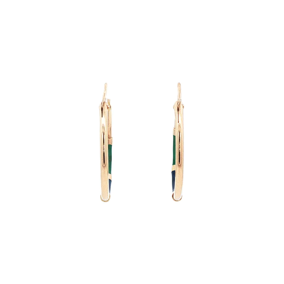 Vintage 14K Gold Hoop Earrings with Enamel