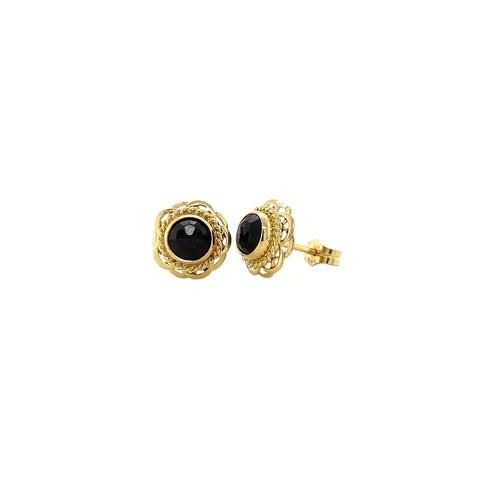 Vintage 14K Gold Stud Earrings with Garnet
