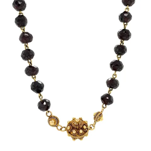 Vintage Garnet 14K Gold Necklace with Zeeland Clasp