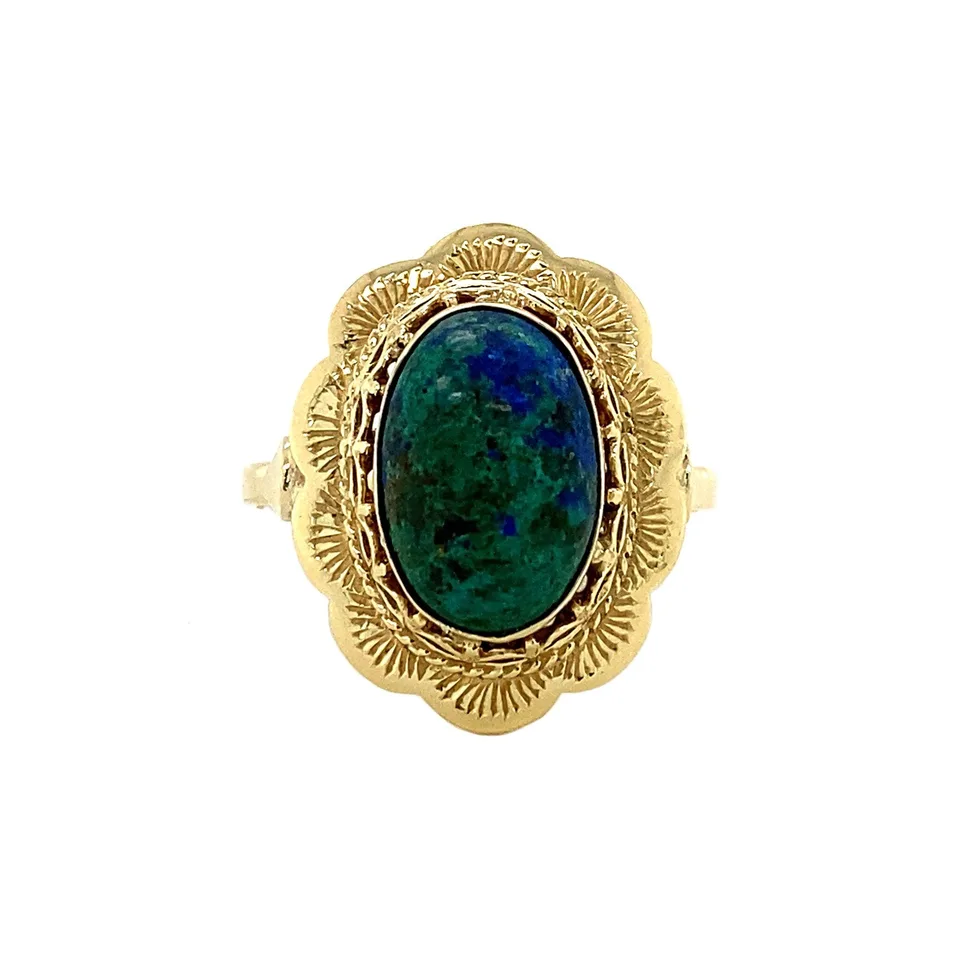 Vintage 14K Gold Ring with Azuriet Malachite