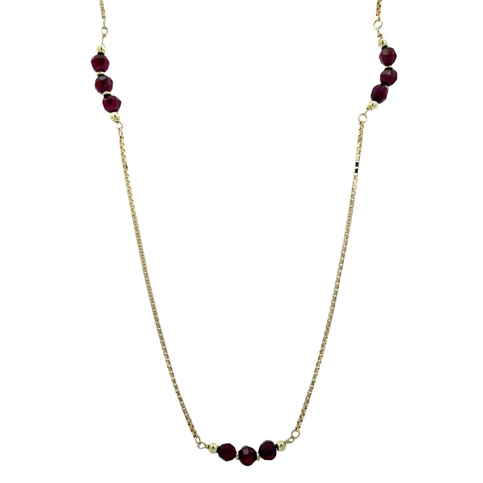 Vintage 14K Gold Venetian Necklace with Garnet