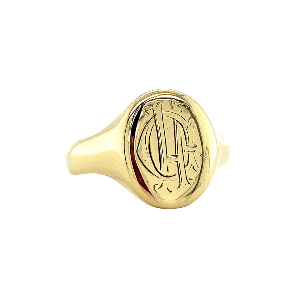 Vintage 14K Gold Signet Ring with Engraving