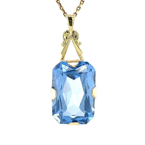 Vintage 14K Gold Pendant with Blue Spinel