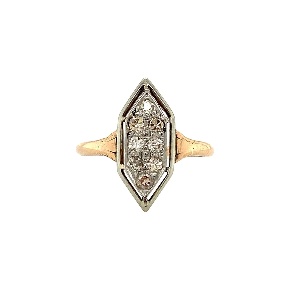 Vintage Two Tone 12K Gold Ring with Diamond