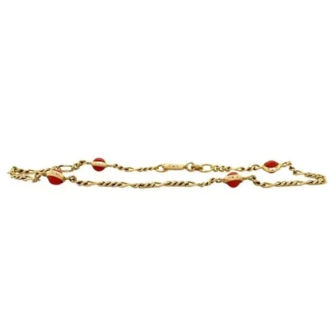 Vintage 14K Gold Bracelet with Red Coral