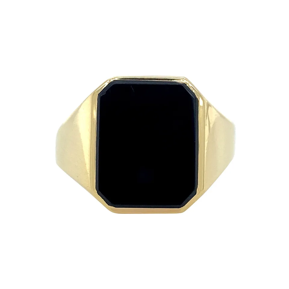 Vintage 14K Gold Signet Ring with Onyx
