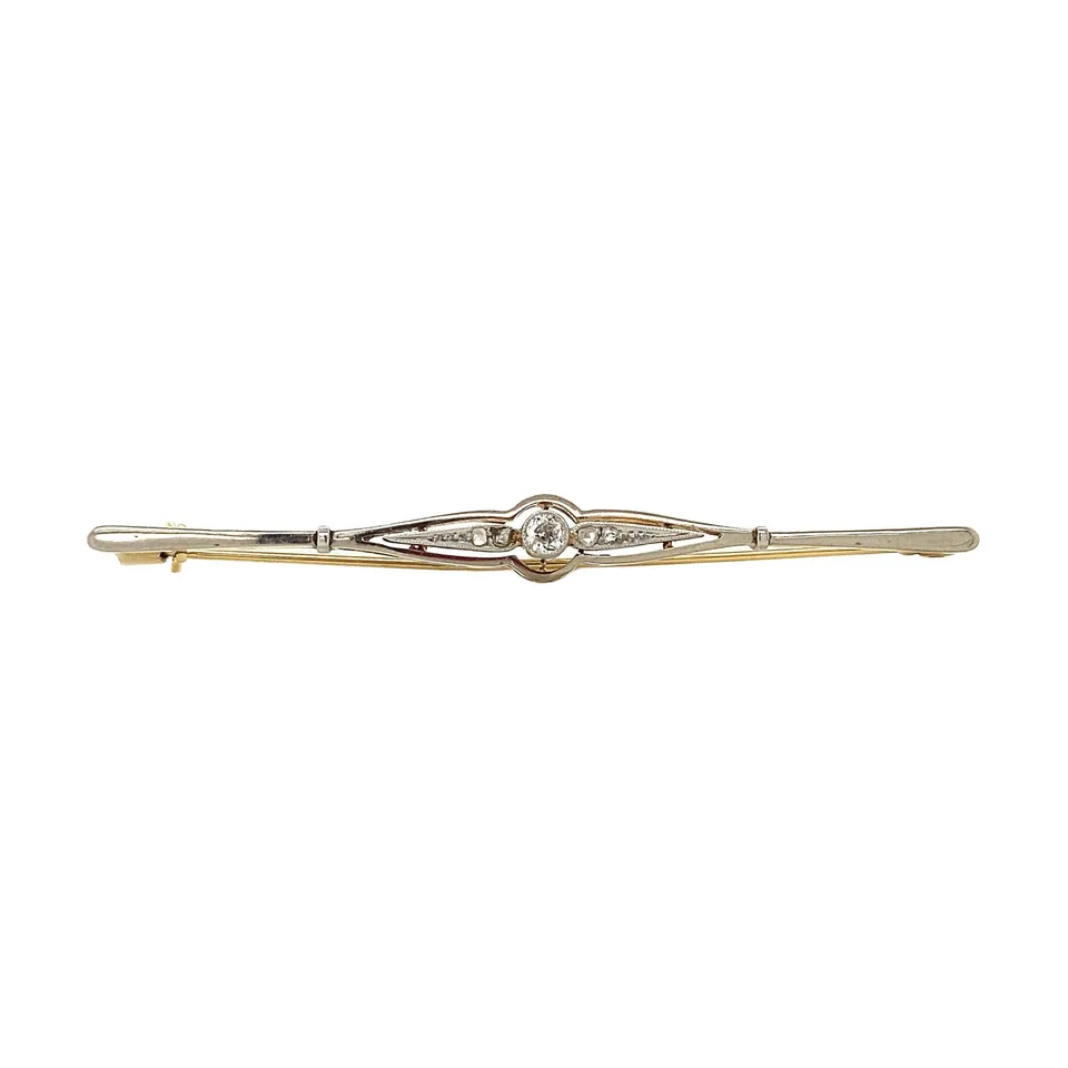 Vintage 14K Two Tone Gold Brooch with Diamond