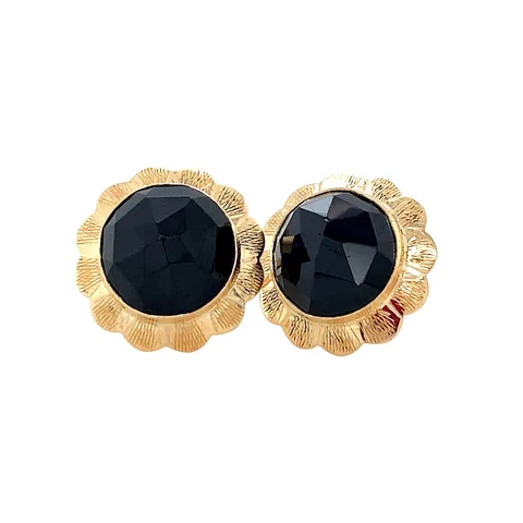 Vintage Gold Stud Earrings with Garnet