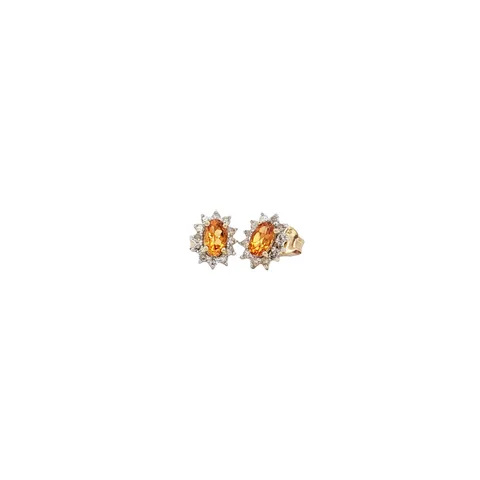 Vintage 9K Gold Earrings with Citrine and Diamond