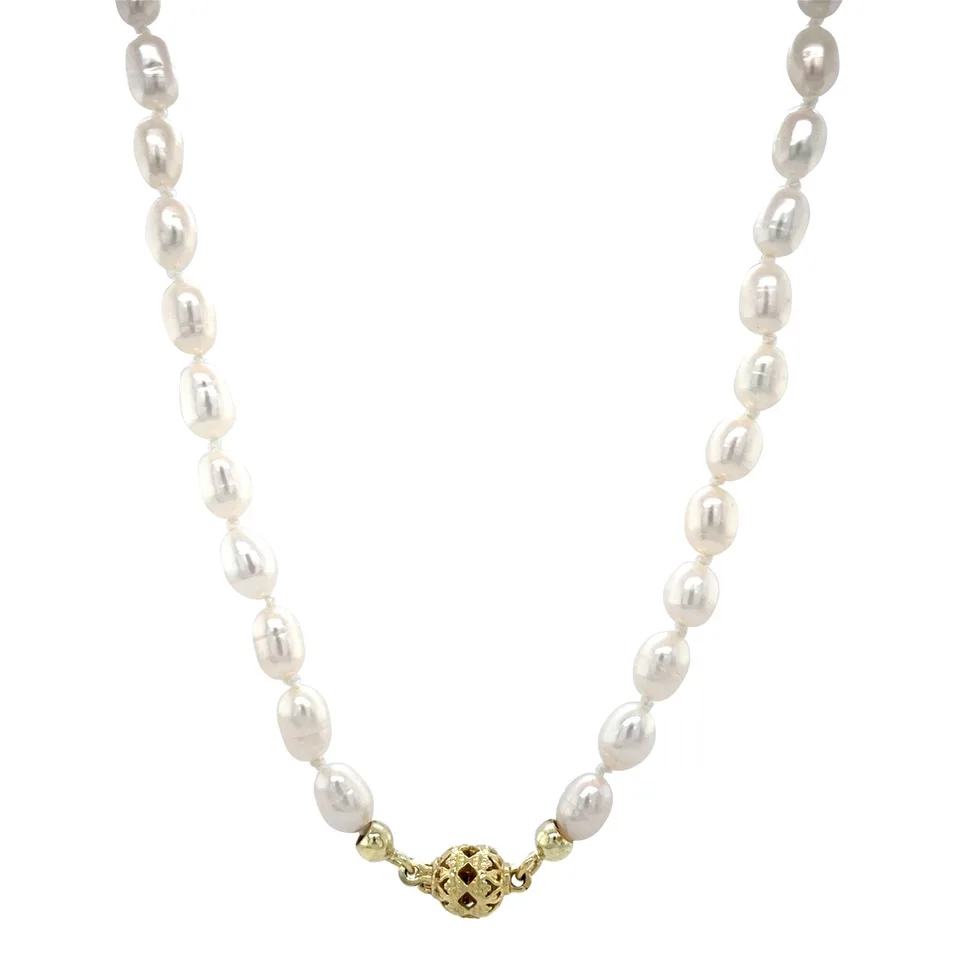 Vintage Pearl Necklace with 14K Gold Ball Clasp