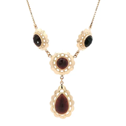 Vintage 14K Gold Necklace with Garnet