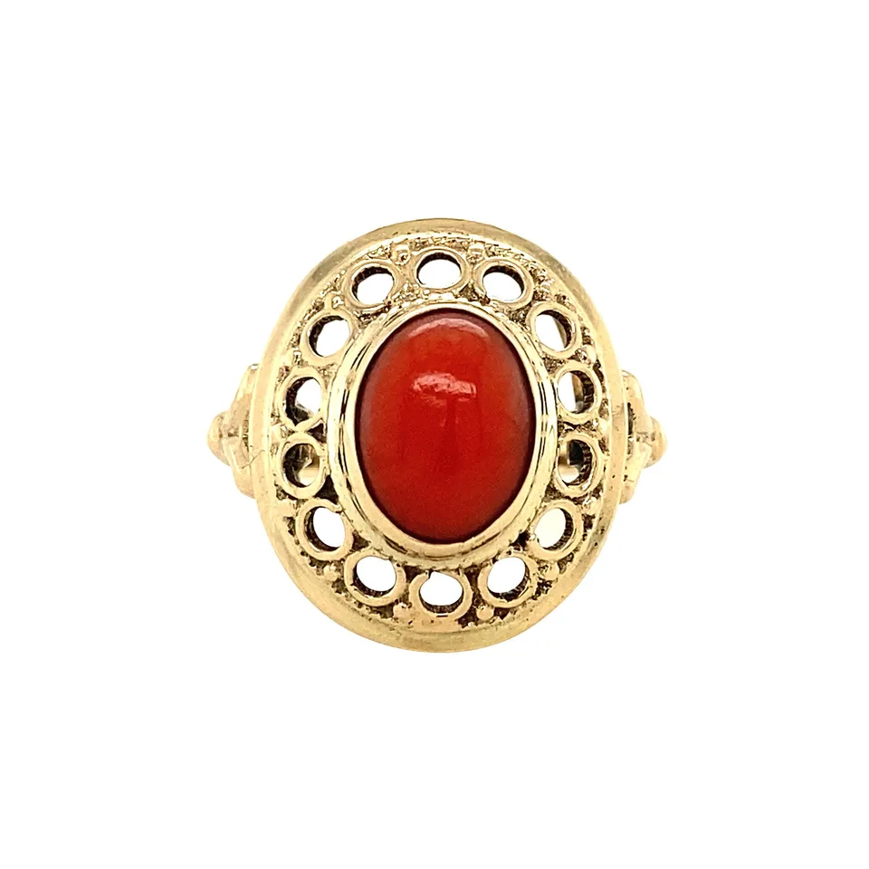 Vintage 14K Gold Ring with Red Coral