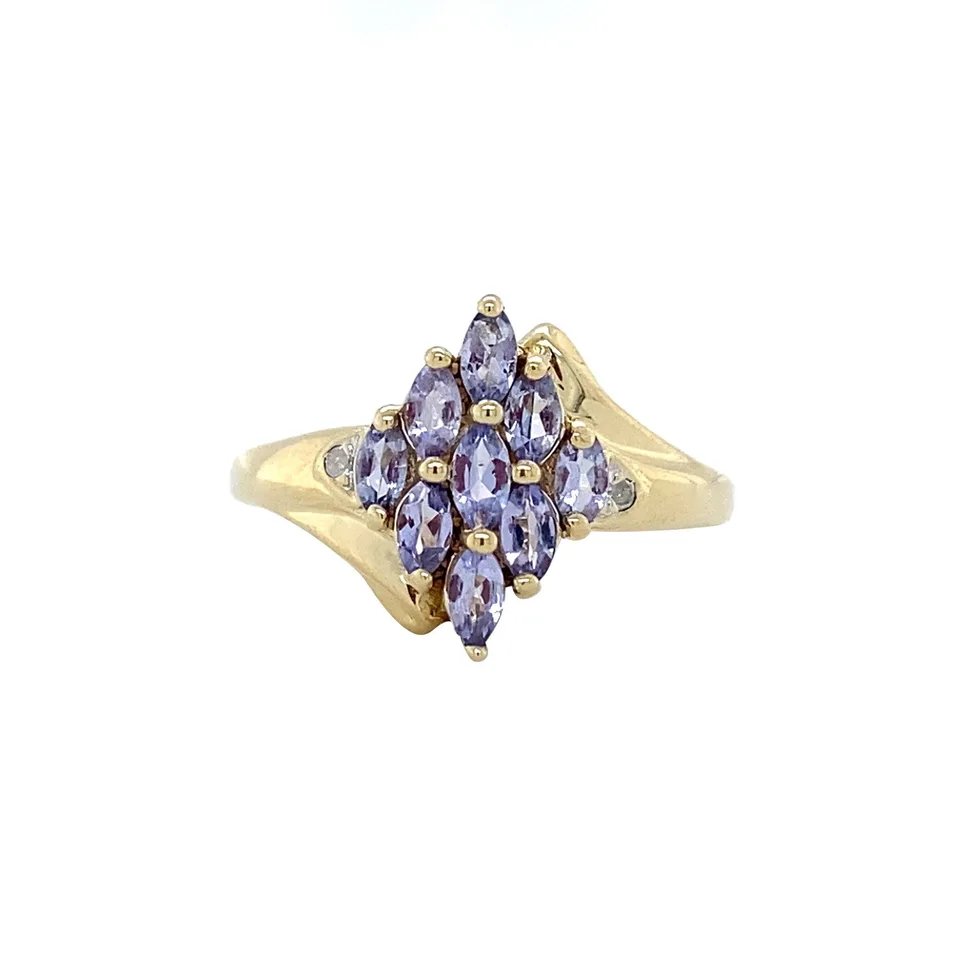Vintage 9K Gold Ring with Tanzanite and Diamond