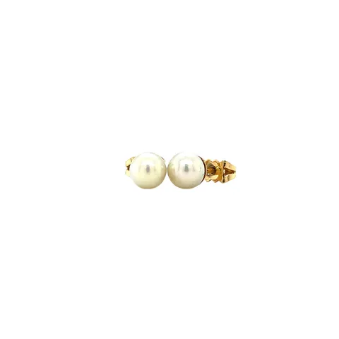 Vintage 14K Gold Stud Earrings with Pearl