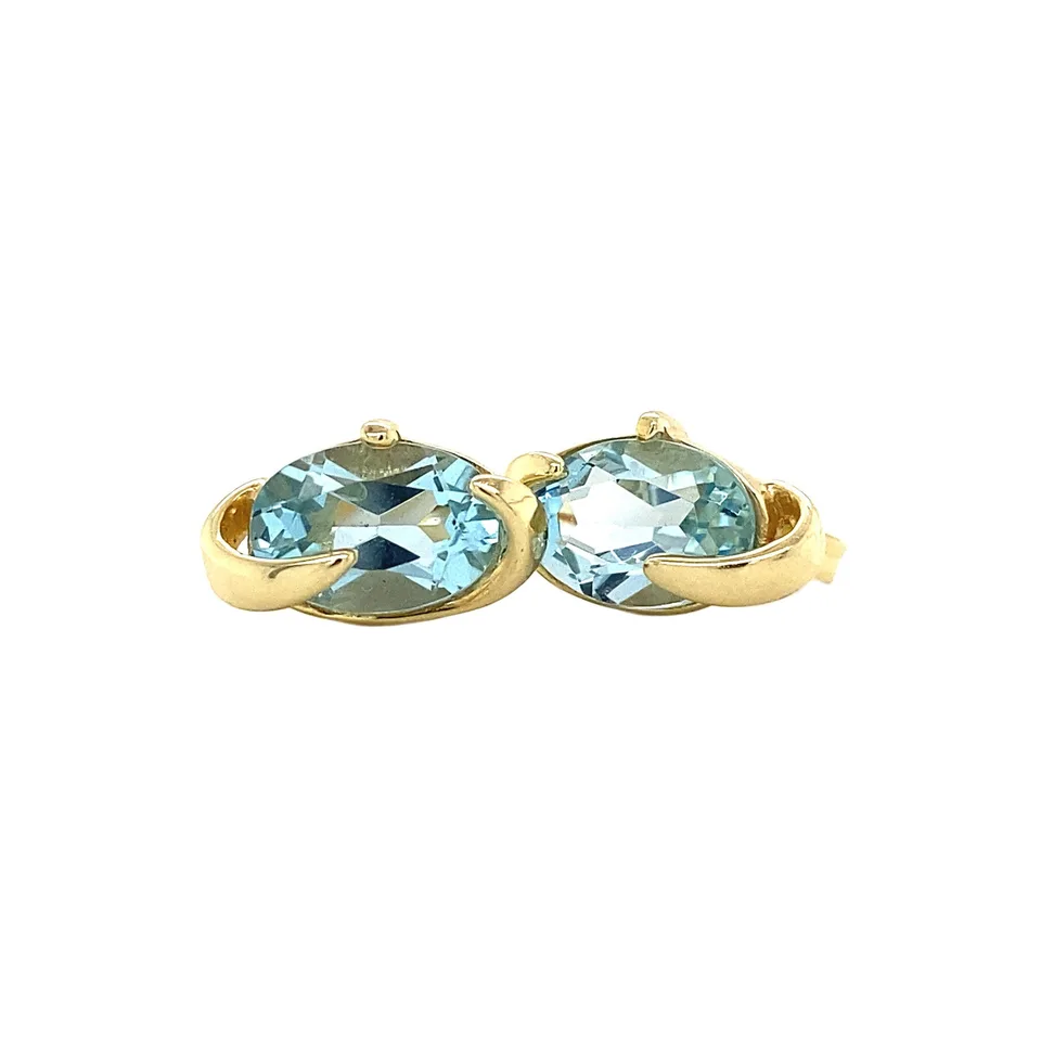 Vintage 14K Gold Stud Earrings with Spinel