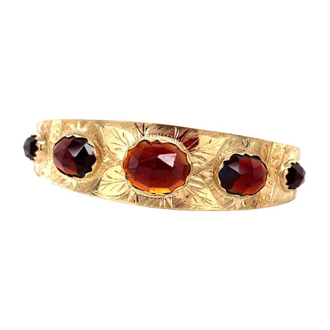 Vintage 14K Gold Bangle with Garnet