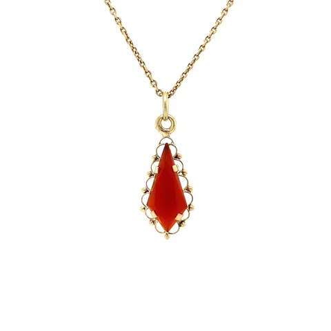Vintage 14K Gold Pendant with Carnelian