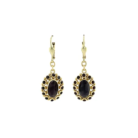 Vintage 14K Gold Drop Earrings with Garnet