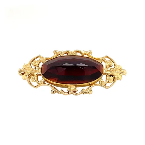 Vintage 14K Gold Brooch with Garnet