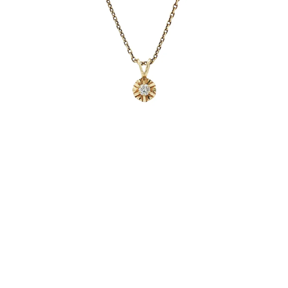 Vintage 14K Gold Solitaire Pendant with Diamond