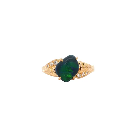 Vintage 20K Gold Ring with Opal Triplet and Diamond