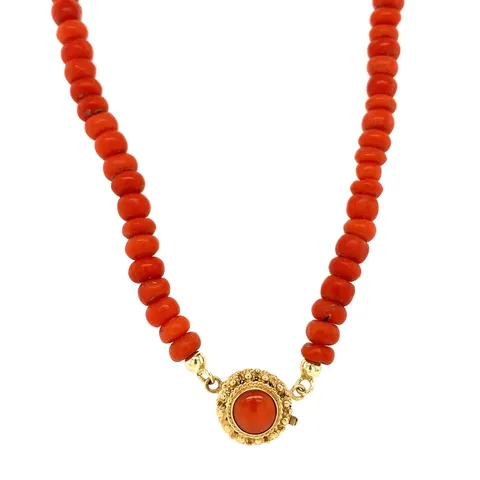 Vintage Red Coral Necklace with 14K Gold Clasp