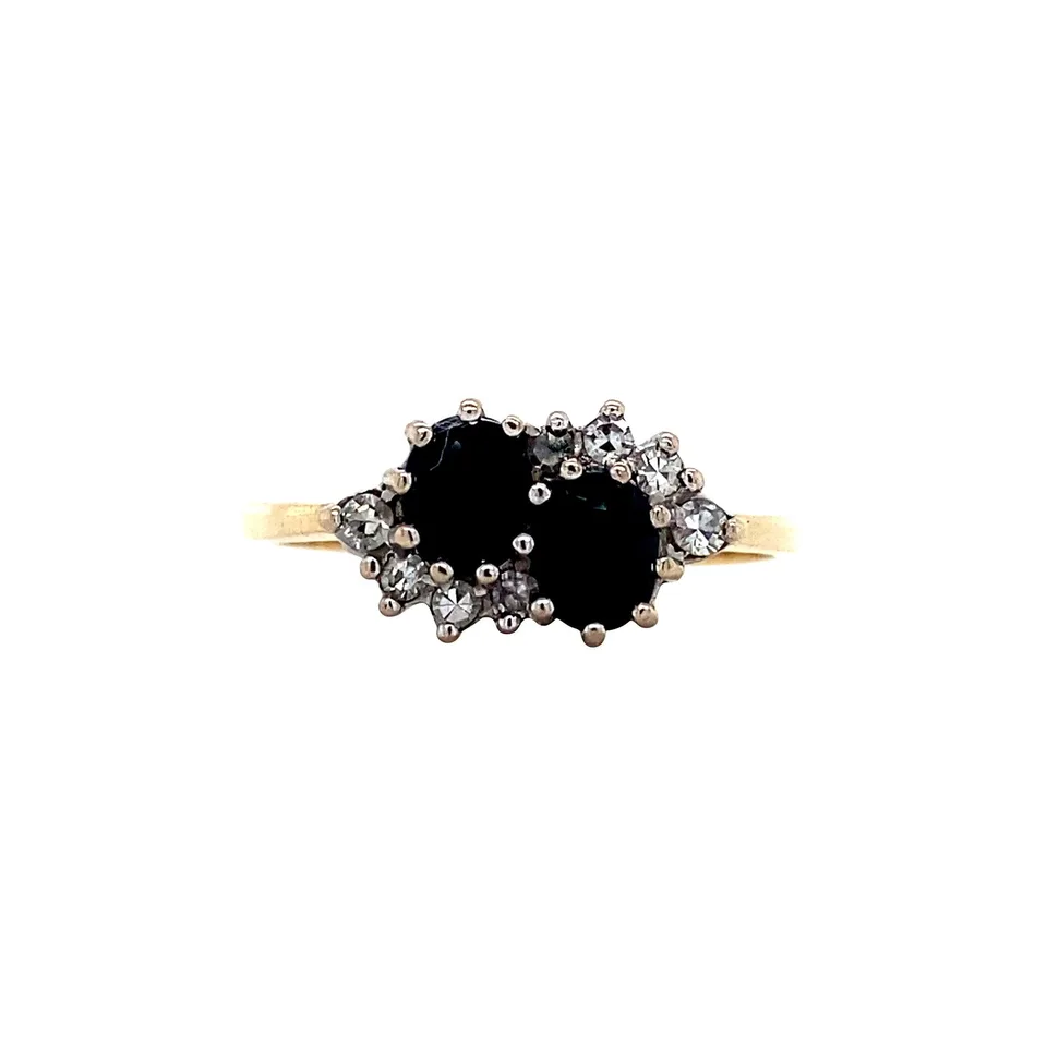 Vintage 18K Gold Ring with Sapphire and Diamond