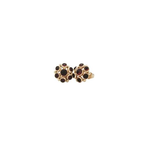 Vintage 14K Gold Cluster Stud Earrings with Garnet