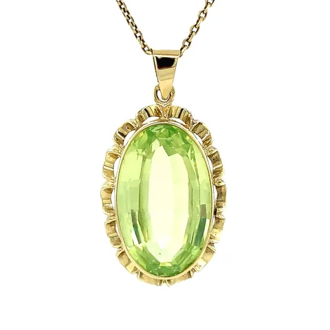 Vintage 14K Gold Pendant with Green Spinel