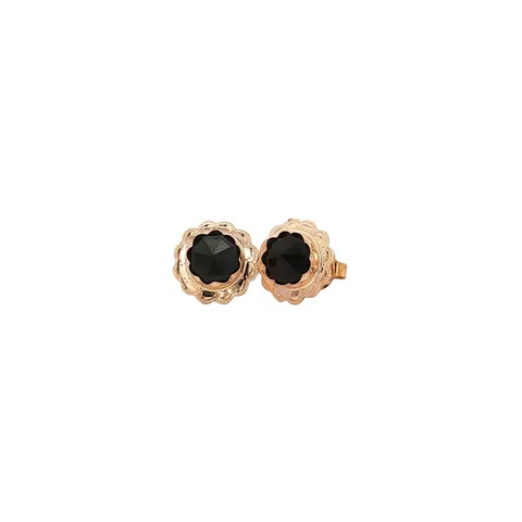 Vintage 14K Rose Gold Stud Earrings with Garnet