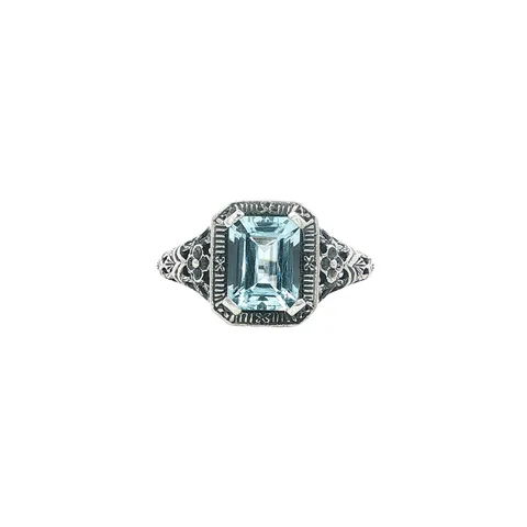 Vintage Sterling Silver Ring with Aquamarine
