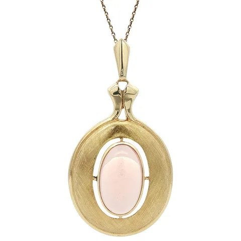 Vintage 14K Gold Pendant with Star Rose Quartz