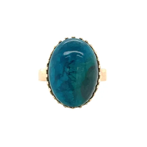 Vintage 14K Rose Gold Ring with Chrysocolla