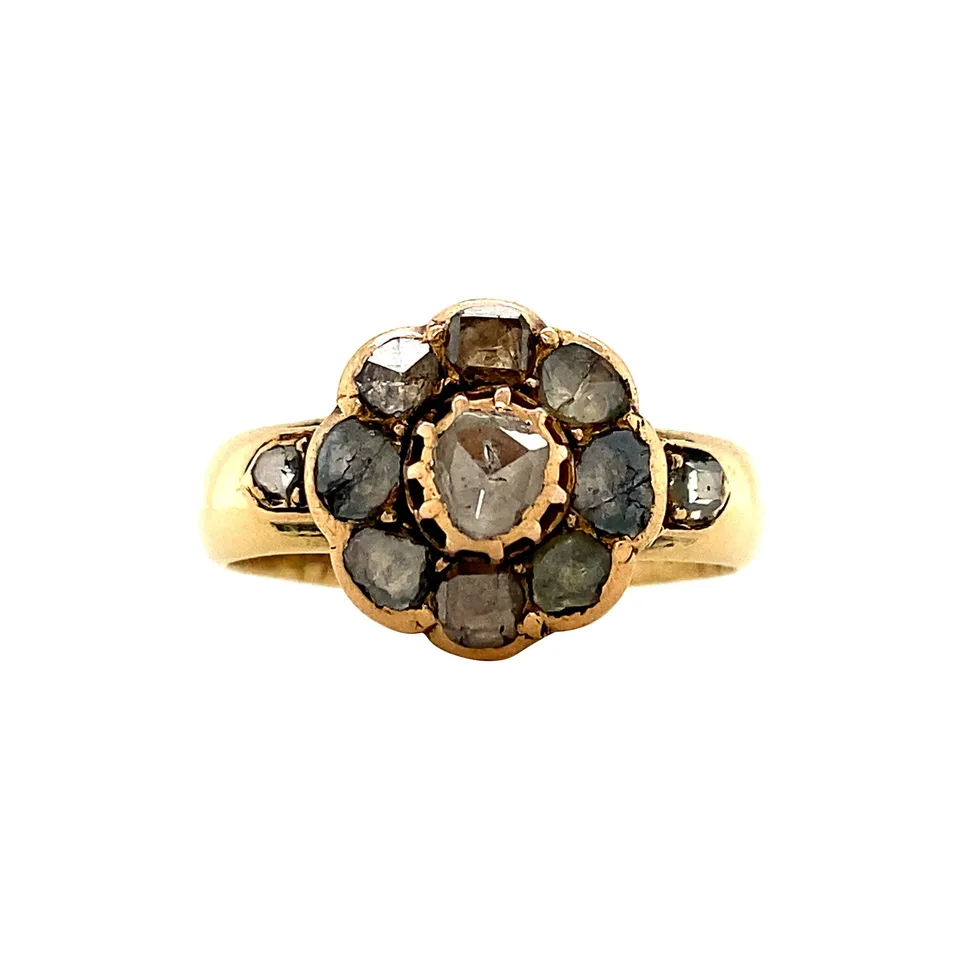 Vintage 18K Gold Cluster Ring with Diamond