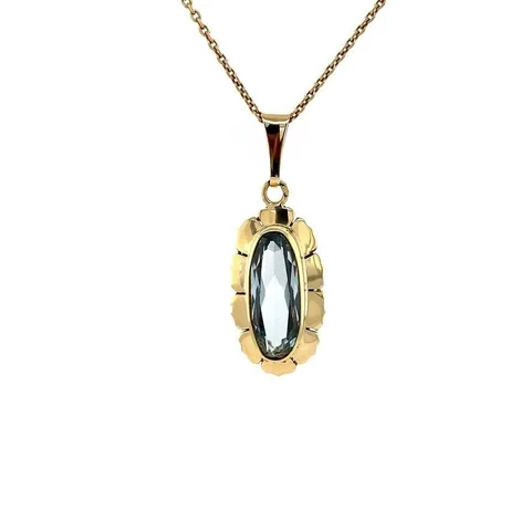 Vintage 14K Gold Pendant with Blue Spinel