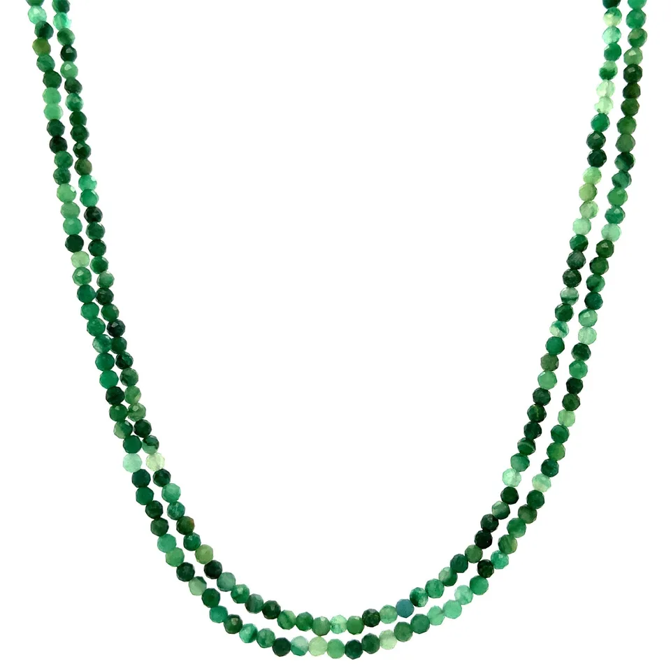 Vintage Emerald Necklace with 18K Gold Clasp 40 cm