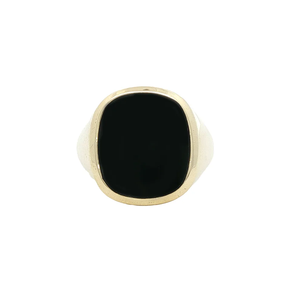 Vintage 14K Gold Signet Ring with Onyx