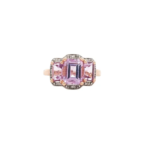 Vintage 9K Gold Ring with Amethyst and Diamond
