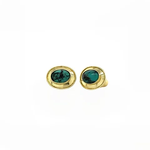 Vintage 14K Gold Stud Earrings with Turquoise