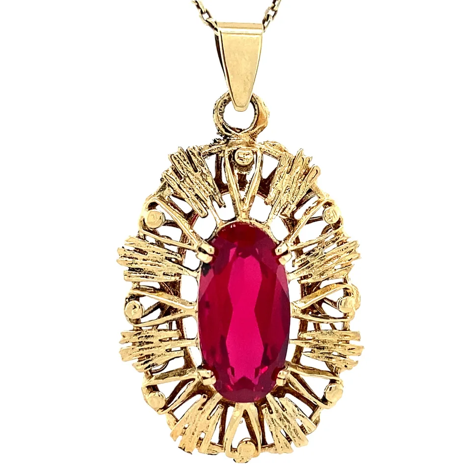 Vintage 14K Gold Pendant with Ruby