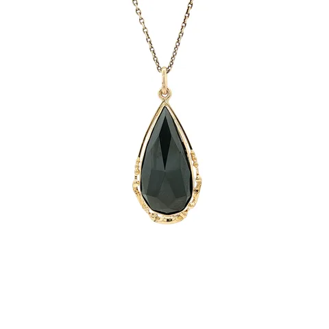 Vintage 14K Gold Pendant with Hematite