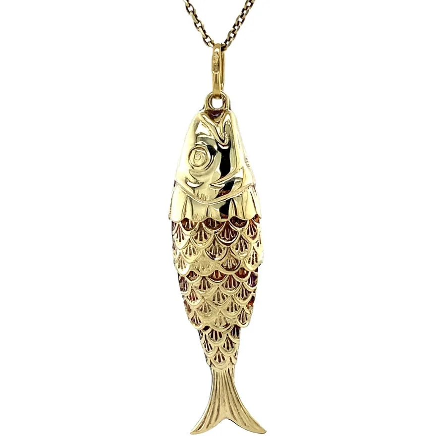Vintage 14K Gold Fish Pendant